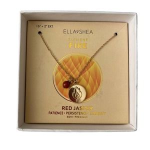 Ella Shea Element Jasper Necklace Womens Fire Red Adjustable Gold